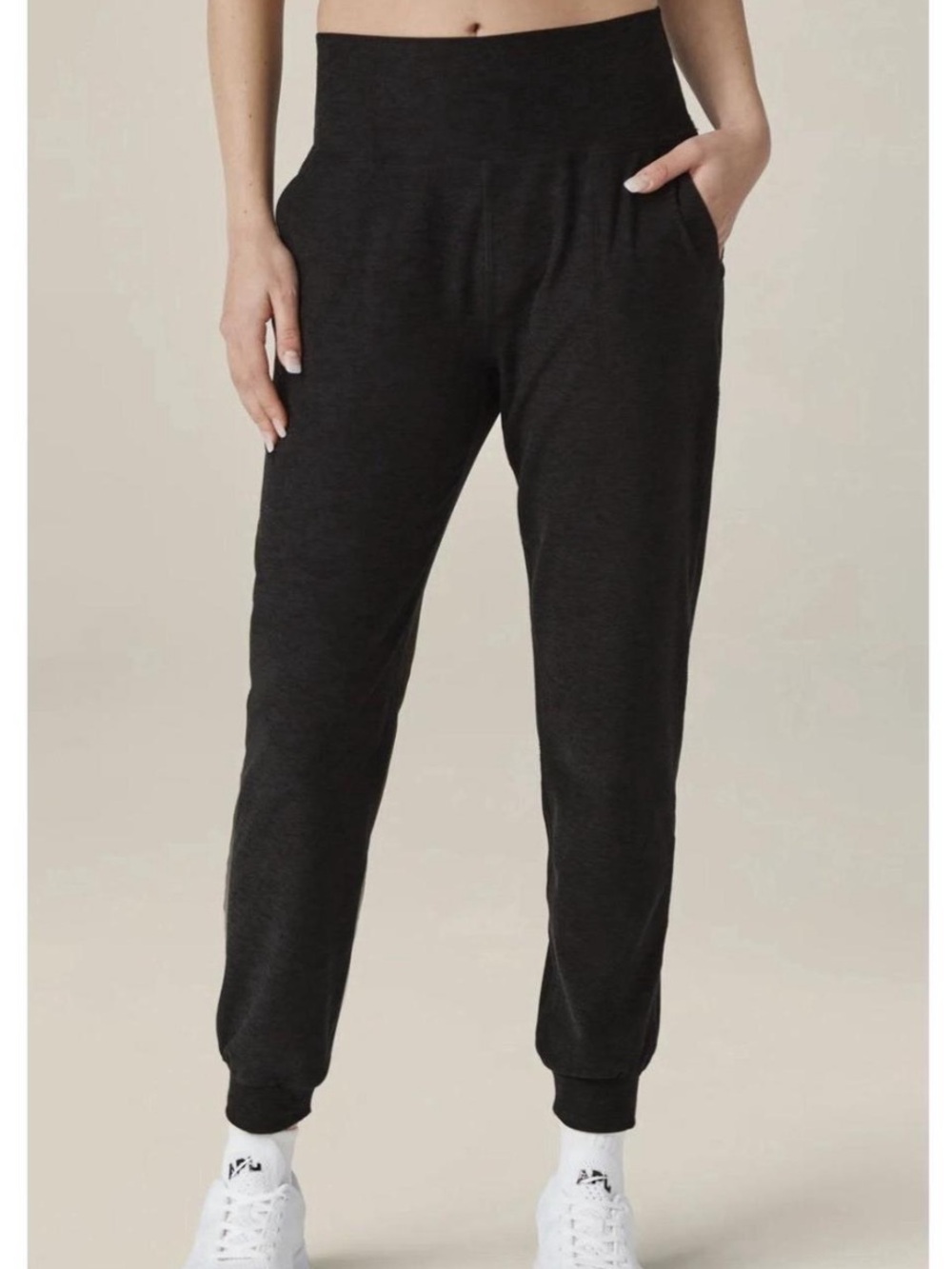 Beyond Yoga Black Heather Rib Jogger Pants Athletic Lounge